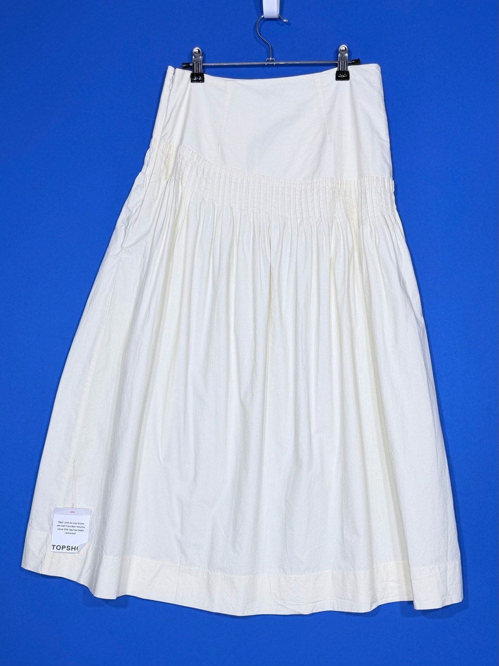 🌼 TOPSHOP Pintuck Cotton Poplin Maxi Skirt Soft Yellow NWT US 6 - Picture 3 of 8
